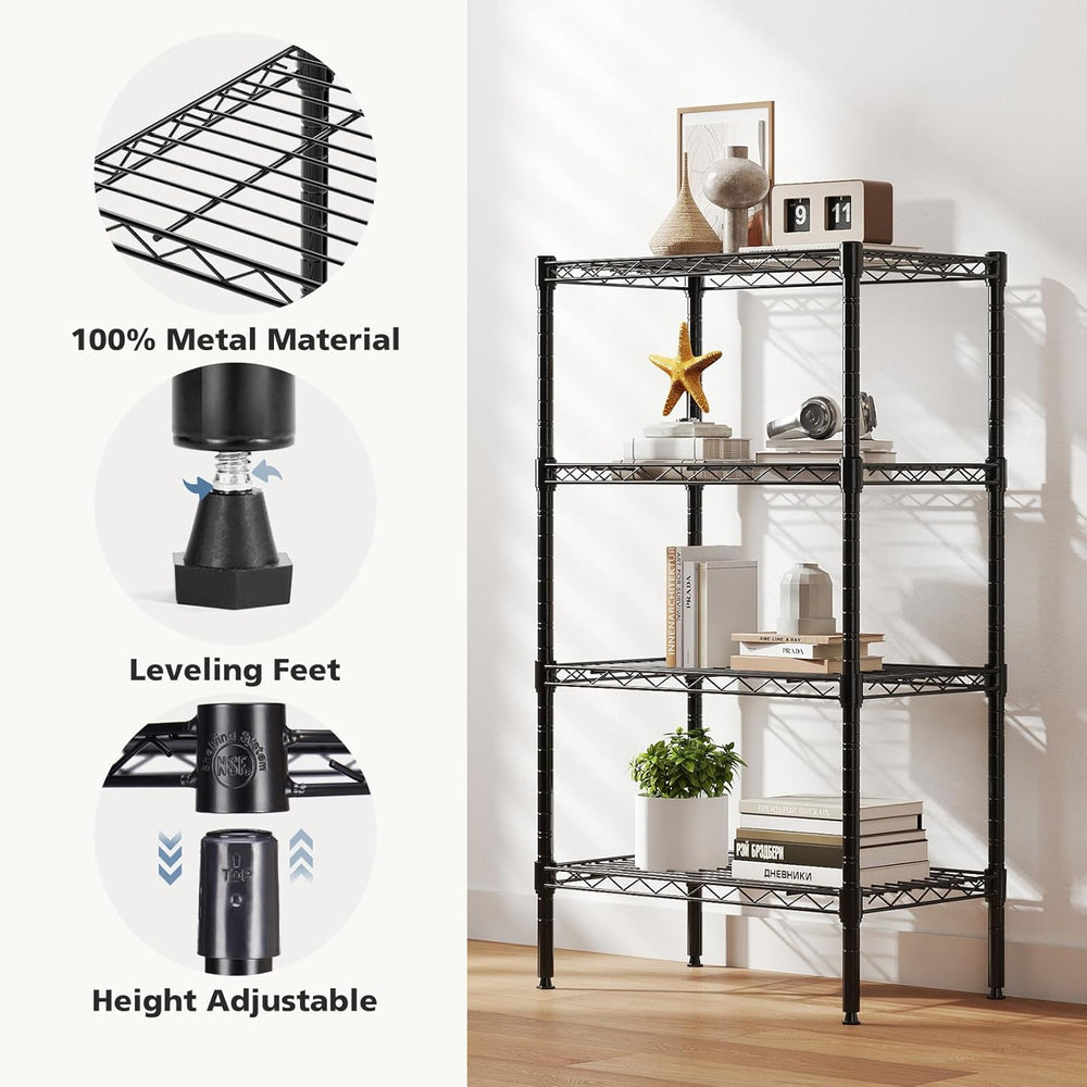 DUMOS 4-Tier Metal Wire Storage Shelves, Adjustable Standing Storage Rack She...