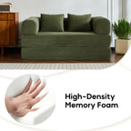 59" Convertible Floor Sofa Bed, Boneless Couches for Living Room, Green | Corduroy Loveseat Sleeper Floor Sofa, Modular Sectional Sofa, Futon Boneless Couch, Pull Out Couch, No Assembly Required