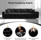 KEIKI 102.4" Sectional Couches, Modern Comfy Upholstered Sofa Cloud Couch, Deep Seat 4 Seat Sofa Set with Soft Pillows and Movable Ottoman for Living Room, Apartment, Office, Black
