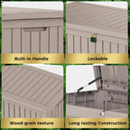 TARKARI 180 Gallon Lockable Resin Deck Box, Waterproof & UV-Resistant Outdoor Storage Box for Outdoor Cushion Storage, Garden Tools & Pool Accessories Storage, Gray