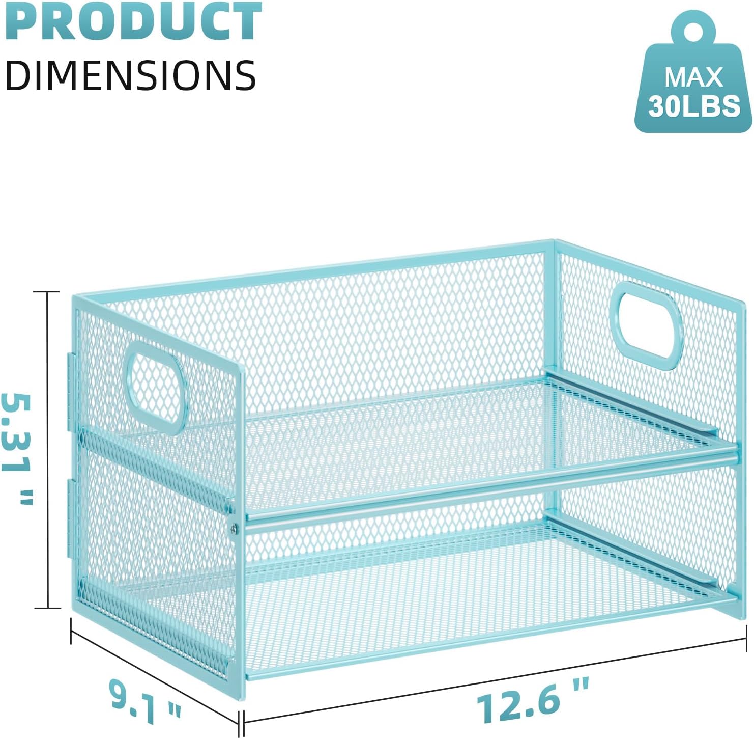 Marbrasse 2 Tier Paper Organizer Letter Tray, Mesh File Organizer with Handle, Paper Sorter Desk Organizer for Home Office Supplies - Blue