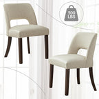VKNOW Modern Dining Chairs Set of 2, Faux Leather Upholstered Dining Room Chair Kitchen Chairs, Farmhouse Dinner Chair for Kitchen Dining Room, Beige