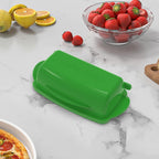 Butter Dishes with Lid for Countertop Refrigerator, Plastic Butter Dish Clear Flip Top Lid Butter Container with Spreader, Non-Slip Bottom Butter Holder Keeper (Green)