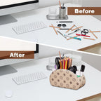 Remote Control Holders Organizer Box with 5 Compartment PU Leather Multi-functional Office Desk Storage Caddy Store Tv Remote for Media Player,Brush,Pencil,Glassees&Office Supplies (Begin+BrownF)