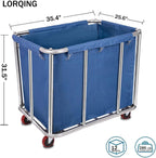 Laundry Cart Commercial/Home,12 Bushels Heavy Duty Large Stainless Steel Rolling Laundry Basket with Wheels for Hotel School Laundry，for Laundry/Sundries Organizer and Storage,286LBS Load