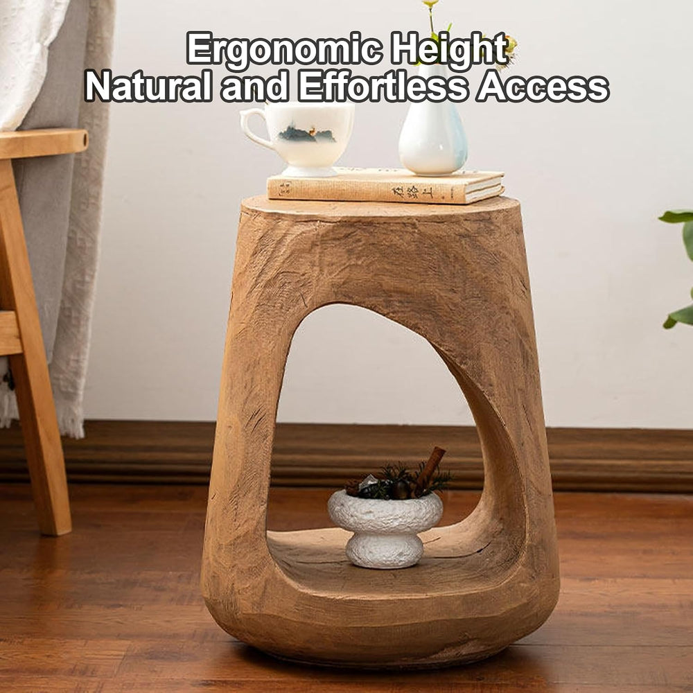 MGO Accent Side Table, Hollow Round-Shaped Decorative Accent Side End Table, ...