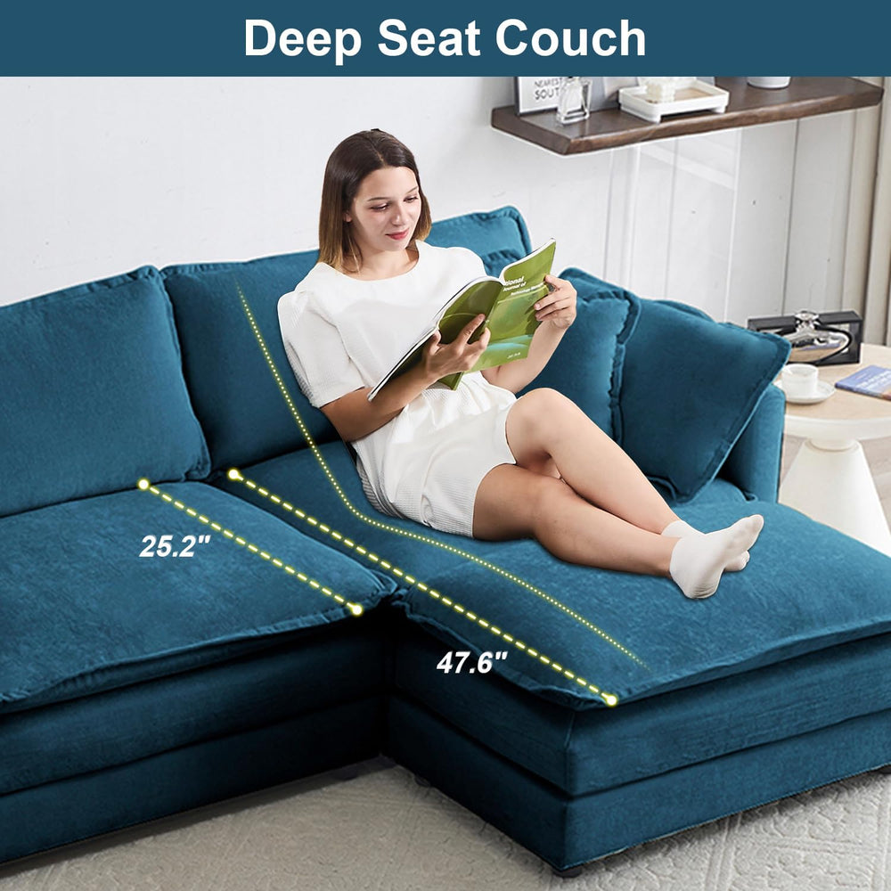 Modular Sectional Sofa with Ottoman, 76.7" Modern L Shaped Sectionals Cl...