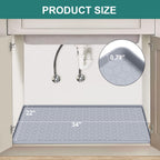 Under Sink Mat, 34" x 22" Waterproof Silicone Under Sink Tray for Kitchen & Laundry Cabinets, Kitchen Cabinet Shelf Protector, Up to 3.3 Gallons Liquid, Fits 36 inch Standard Cabinet Light Grey
