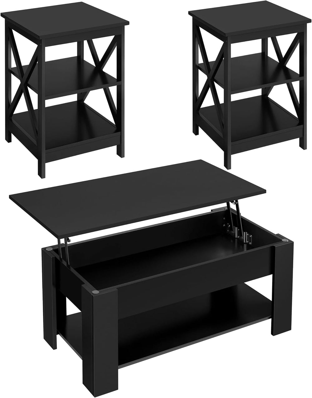 Yaheetech Lift Top Coffee Table and End Table Sets, 3-Piece Living Room Set |...