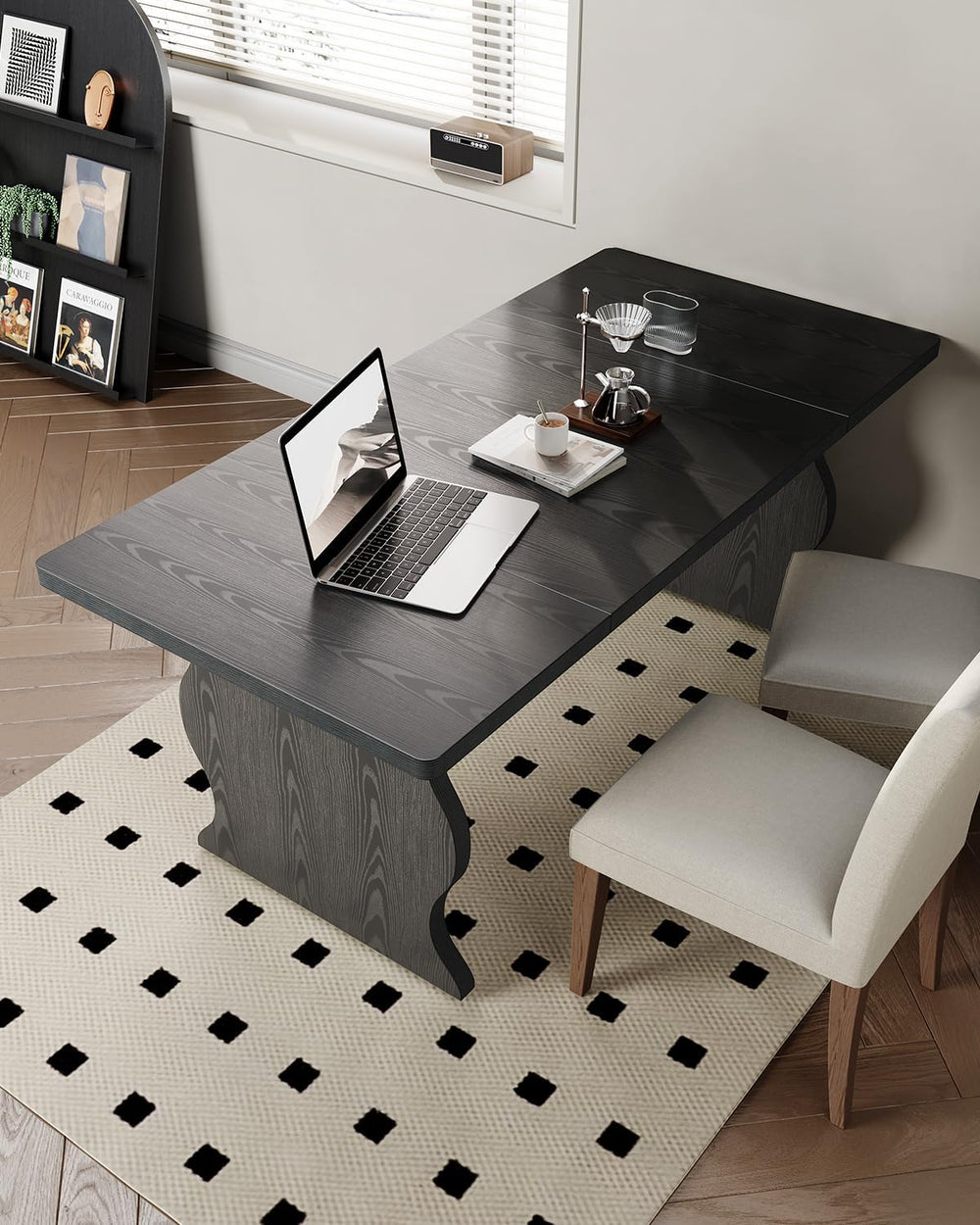 LITTLE TREE Modern Dining Table for 4-6 People, 63 Inch Rectangular Kitchen T...