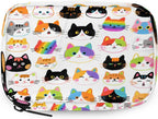 Colorful Hand Drawn Cat Pill Organizer Travel Medicine Case with Zipper Daily Vitamin Storage Bag Portable 8 Slot Weekly Pill Box Supplement Holder for Home Office Gym Travel