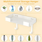 JUYSON Ironing Board Holder Wall Mount, Iron Board Storage Hanger for Laundry Rooms, Iron and Ironing Board Set Holder (White-with Shelf)