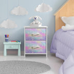 Sorbus Nightstand with 2 Drawers - Kids Bedside Furniture End Table Night Stand - Steel Frame, Wood Top & Easy Pull Fabric Bins - Dresser & Chest for Home, Bedroom Accessories, Office & College Dorm