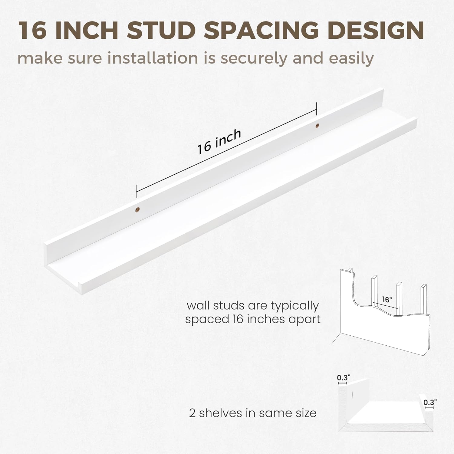 Axeman 30 Inch White Floating Shelves for Wall | Picture Ledge Shelf Set of 2 | Rustic Picture Shelf for Wall with Ledge | Floating Shelves with Lip | Photo Ledge Shelves for Books Album Records
