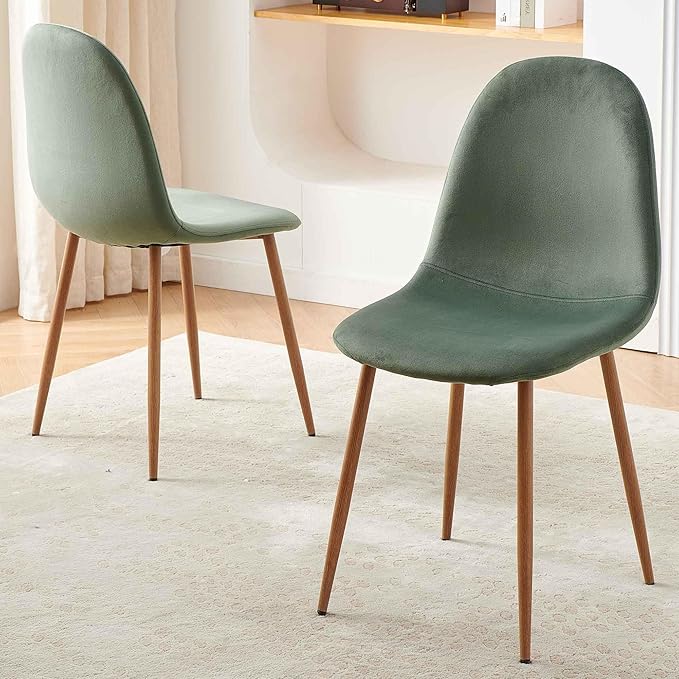 NORDICANA Set of 4 Dining Kitchen Mid-Century Modern Chairs with Metal Legs a...