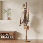 Muwuele Solid Wood Cactus Coat Rack, Freestanding Coat Rack With 6 L-Shaped Hooks and 3 Adjustable Sizes, Coat Tree for Bedroom, Entryway, Livingroom, Coat Hanger Stand for Coats, Handbags (Walnut)