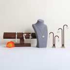 GemeShou Grey necklace storage organizer for sale, Velvet necklace holder stand, jewelry bust display stands, Jewelry Mannequin for Countertop, Showcase【Grey-Small height 7.68 inch】