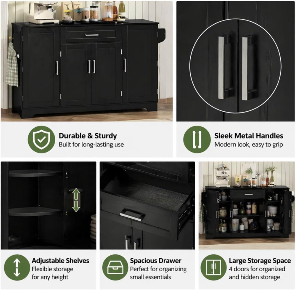 54.3 Inch Sideboard Buffet Cabinet with Storage 4 Doors 1 Drawer Melamine MDF...