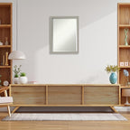 Amanti Art Grey Wall Mirror 26x20 Woodgrain Stripe Grey Rectangle Bathroom Mirror for Wall Decor Living Room, Medium Casual Wood Frame, Hangs Horizonally and Vertically, Bathroom Decor, Beveled Edge