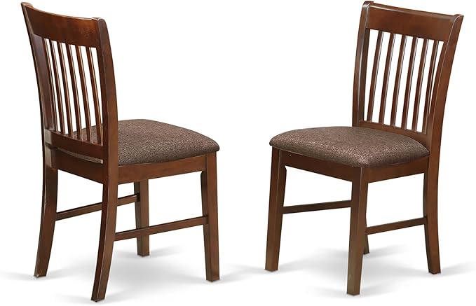 East West Furniture PSNO6C-MAH-C 6 Piece Dining Room Set Contains a Rectangle Kitchen Table with Butterfly Leaf and 4 Linen Fabric Dining Chairs with a Bench, 32x60 Inch, Mahogany