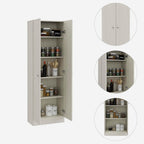 Modern Kitchen Pantry, Beige Storage Cabinet with 5 Shelves & Double Door, Easy to Maintain, for Dining Room