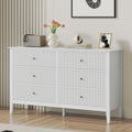 RoyalCraft White 6 Drawer Dresser for Bedroom, Fluted Painted Wood Chest of Drawers, Modern TV Stand Storage Cabinet for Living Room, Entryway, 47" W x 16" D x 32" H