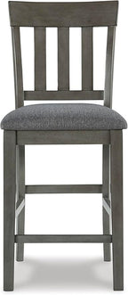 Signature Design by Ashley Hallanden Modern Farmhouse 25.75" Counter Height Upholstered Barstool, Set of 2, Dark Gray