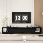 FAMAPY Extendable TV Console Table Modern TV Cabinet with Drawers, Contemporary Media Storage Console Table for Living Room Black (65.4-106.3”W x 15.7”D x 15.4”H)