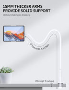 SHAWE Gooseneck Tablet Holder Phone Stand, Flexible Tablet Mount for Bed, 360 Adjustable Lazy Arm Holder Clamp Mount for iPad Air Pro mini, Samsung Galaxy Tabs, iPhone, Switch, 4.0~10.5" (White)