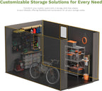 Patiowell 6x10FT Outdoor Storage Shed with Floor, Plastic Resin Garden Shed with Lockable Door, Windows, Weather-Resistant for Lawn Mower, Tool & Backyard Storage (Dark Grey)