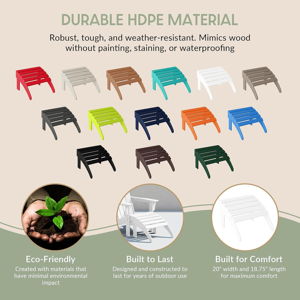 WestinTrends Outdoor Patio Adirondack Ottoman Foot Rest, All Weather Poly Lum...