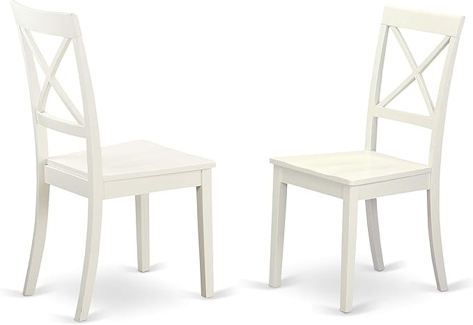 East West Furniture LGBO7-LWH-W 7 Piece Kitchen Table Set Consist of a Rectangle Dining Table with Butterfly Leaf and 6 Dining Room Chairs, 42x84 Inch, Linen White