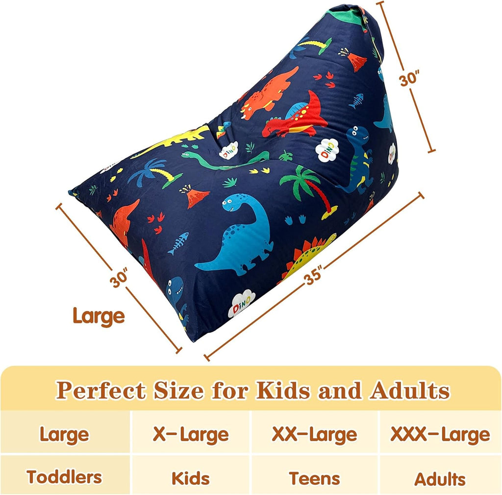 Jorbest Dinosaur Bean Bag Chair for Kids, 2.5FT Beanbag Kids Bean Bag Chairs with Memory Foam Filled and Removable Velvet Cover for Boys Girls, Soft Sofa Bean Bag Couch with Filler for Reading, Large