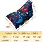 Jorbest Dinosaur Bean Bag Chair for Kids, 2.5FT Beanbag Kids Bean Bag Chairs with Memory Foam Filled and Removable Velvet Cover for Boys Girls, Soft Sofa Bean Bag Couch with Filler for Reading, Large