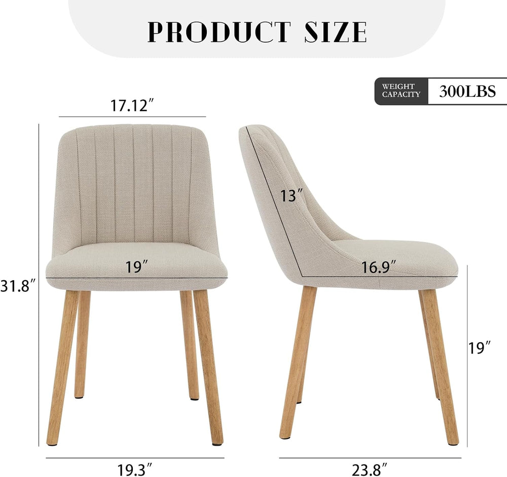 Dining Chairs Set of 6,Modern Fabric Upholstered Kitchen Chairs with Solid Oa...