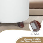 Athena Collection 20 Inch Small Ottoman with Storage, Round PU Leather Storage Ottoman with Removable Lid, Stylish Footstool Foot Rest for Living Room, Bedroom, Dorm, White