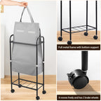 ELYKEN Slim Laundry Hamper with Lid, 50L Small Rolling Laundry Basket on Wheels, 7.9” Narrow Dirty Cloth Cart with Removable Inner Bag for Small Bathroom, Bedroom, Grey