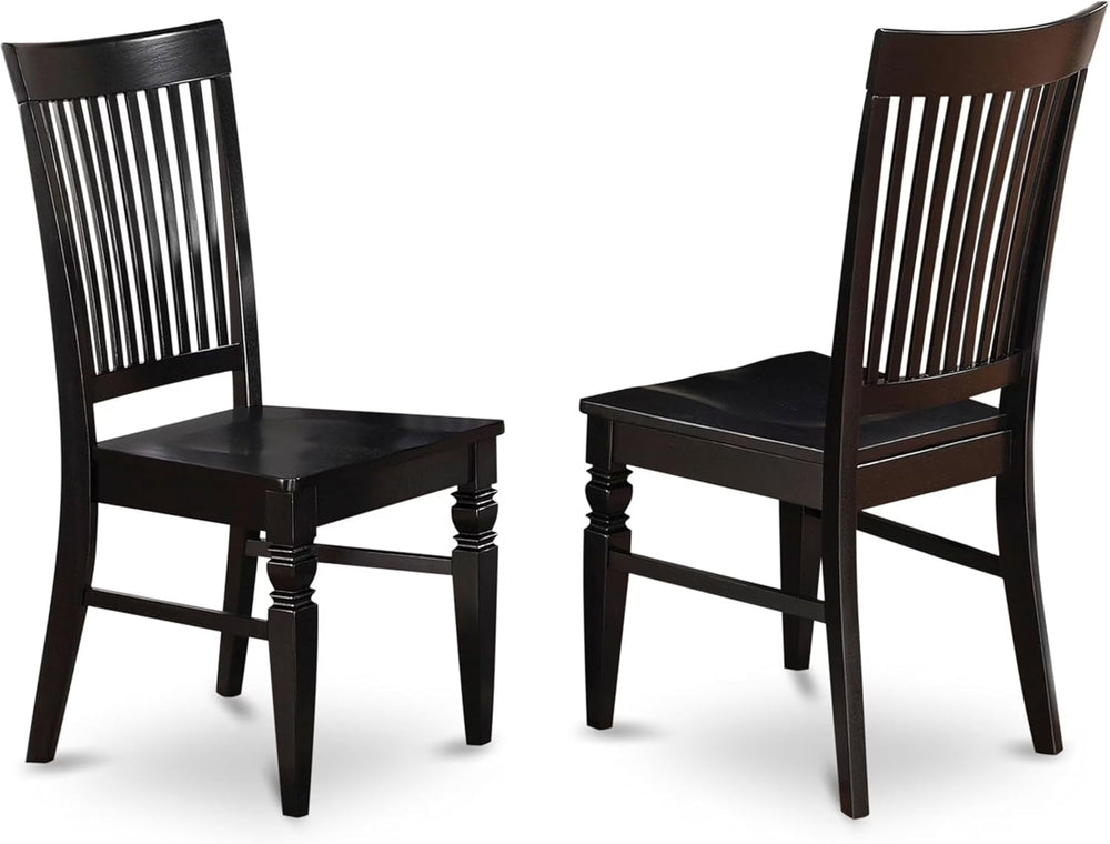 East West Furniture WEC-BLK-W Weston Dining Chairs - Slat Back Wood Seat Kitc...