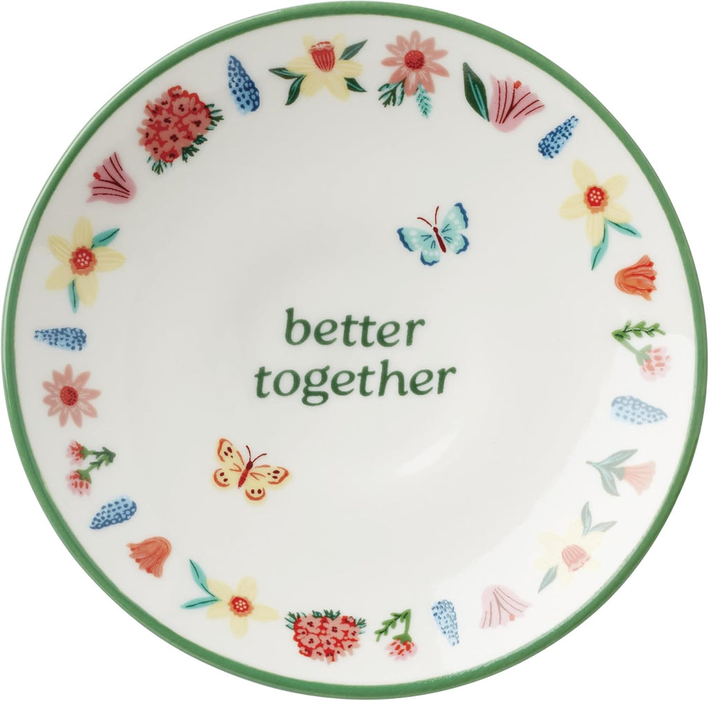 Oneida Home Decor, First Blooms Ring Dish, Porcelain Material, Spot Clean, Ring Holder Dish, Jewelry Holder, House Decor, Gifts For Women, Butterfly And Flowers Design (Multi-Color, 1 Piece)