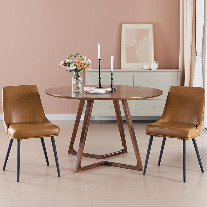 Modern Upholstered Dining Chairs Set of 2 with Thick Seat Cushion and Curved ...
