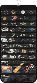 Bloss Hanging Jewelry Organizer With 90 Pockets,Earring Holder Organizer Storage For Valentine's Day Gift,Double-Sided Jewelry Holder for Earrings, Necklaces, Rings on Closet,Wall,Door(Black)