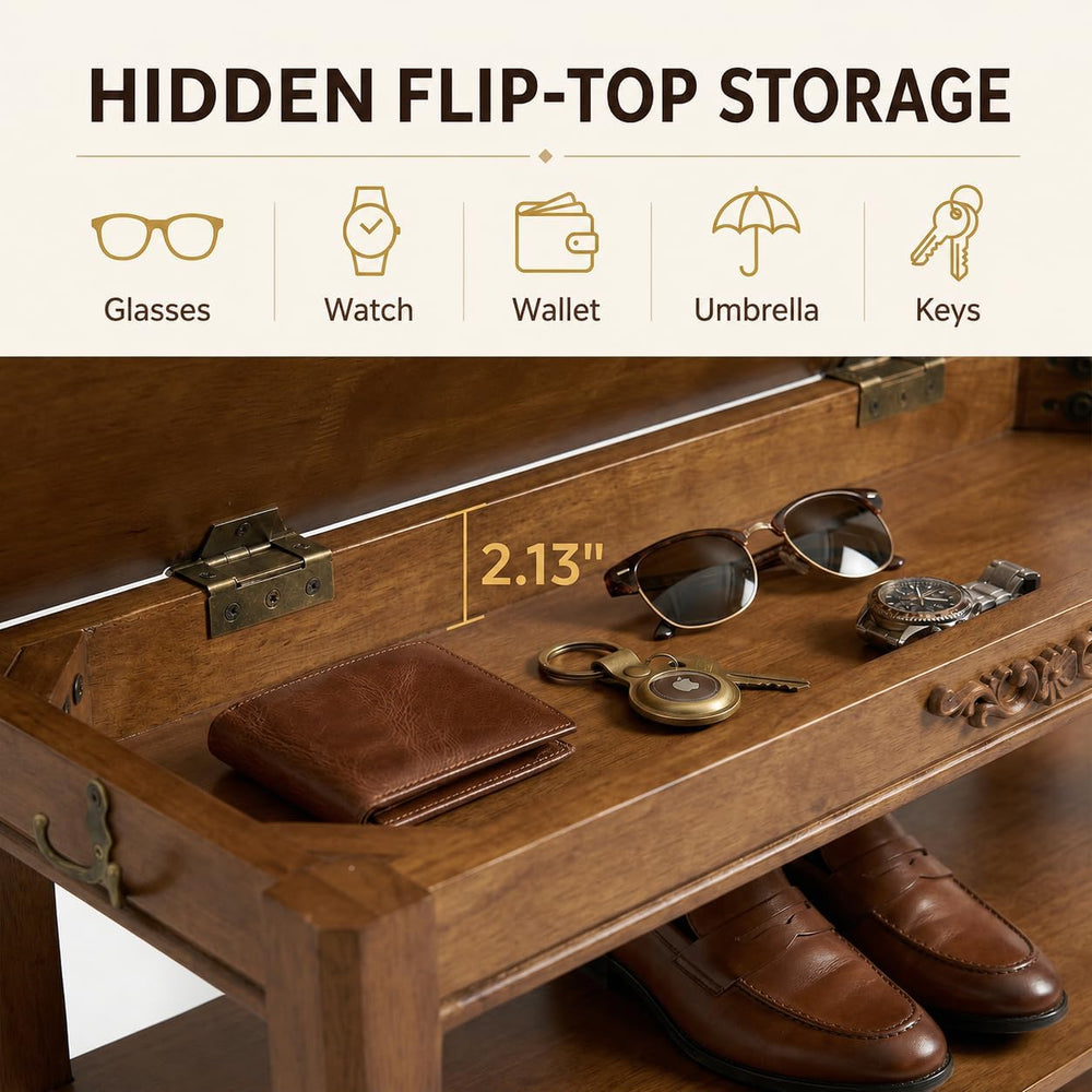 Shoe Rack Bench with Lift-Top Storage,3-Tier Shoe Storage Bench with Wooden S...