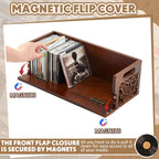 CroBlissful 2 Set Wooden Cd Holder, Stackable Cd Storage Rack with Handles, Magnetic Front-opening Design, Compact Media Organizer for Home Office & Living Room, Each Set Holds up to 36 Cases (Brown)