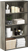 Furinno Pasir 4 Tier Open Shelf, French Oak Grey