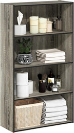 Furinno Pasir 4 Tier Open Shelf, French Oak Grey