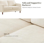 Kingfun 56" Chenille Sofa, Loveseat Couch, Mid Century Modern Love Seat Couches with Solid Wood Frame for Living Room & Bedroom, Beige