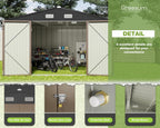 Greesum 10x10FT Outdoor Storage Shed, Utility Tool Shed Metal Storage Garden Shed with Door & Lock for Patio Storage, Brown