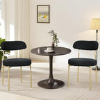 3-Piece 23.6" Round Dining Table Set for 2 with Upholstered Chairs – Space-Saving Modern Small Kitchen Cafe Bistro Set(Black Boucle Chair)