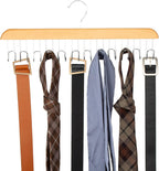 Amazon Basics Wooden Belt Hanger - Natural (Pack of 18)
