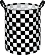 Racing Flag Kids Laundry Gift Basket Storage Hamper, Clothes Storage Organizer Bins, Shelf Basket with Handles for Room Decor
